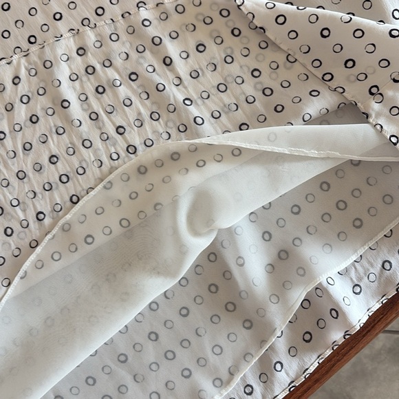 Nordstrom Collection SILK sleeveless dress shift midi dress white blk circles 10 - Picture 12 of 13